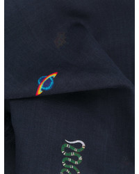 dunkelblauer bestickter Schal von Gucci