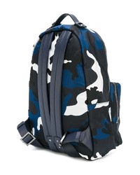 dunkelblauer Camouflage Leder Rucksack von Valentino