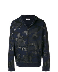 dunkelblauer Camouflage Pullover mit einem Kapuze von Valentino