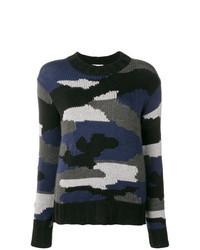 dunkelblauer Camouflage Pullover mit einem Rundhalsausschnitt