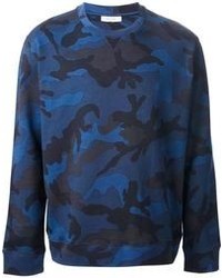 dunkelblauer Camouflage Pullover mit einem Rundhalsausschnitt von Valentino
