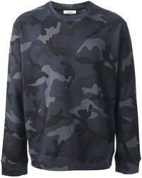 dunkelblauer Camouflage Pullover mit einem Rundhalsausschnitt von Valentino