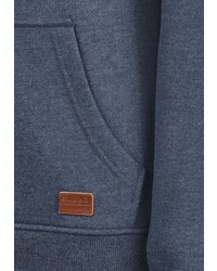 dunkelblauer Fleece-Pullover mit einem Kapuze von BLEND