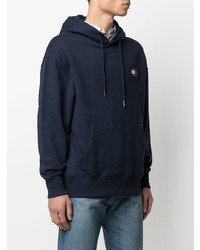 dunkelblauer Fleece-Pullover mit einem Kapuze von Tommy Jeans