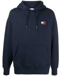 dunkelblauer Fleece-Pullover mit einem Kapuze von Tommy Jeans