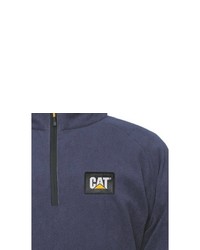 dunkelblauer Fleece-Pullover mit einem Reißverschluss am Kragen von Caterpillar