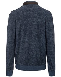 dunkelblauer Fleece-Pullover mit einem Reißverschluss am Kragen von COMMANDER