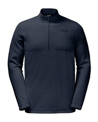 dunkelblauer Fleece-Pullover mit einem Reißverschluss am Kragen von Jack Wolfskin