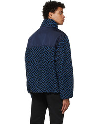 dunkelblauer Fleece-Pullover mit einem Reißverschluß von Versace