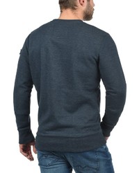 dunkelblauer Fleece-Pullover mit einem Rundhalsausschnitt von Solid