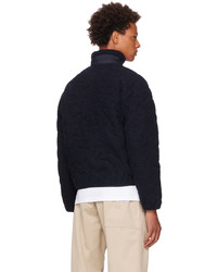 dunkelblauer gesteppter Fleece-Pullover mit einem Reißverschluß von Sky High Farm Workwear