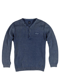dunkelblauer Henley-Pullover von engbers Pullover