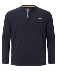 dunkelblauer Henley-Pullover von Jan Vanderstorm