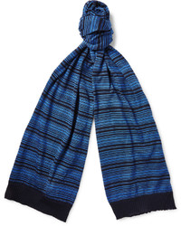 dunkelblauer horizontal gestreifter Baumwollschal von Missoni