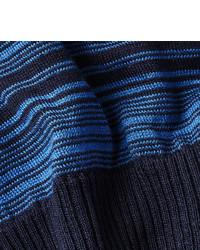dunkelblauer horizontal gestreifter Baumwollschal von Missoni