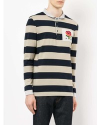 dunkelblauer horizontal gestreifter Polo Pullover von Kent & Curwen