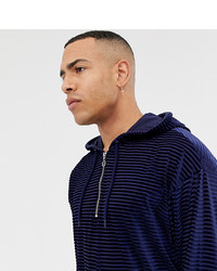 dunkelblauer horizontal gestreifter Pullover mit einem Kapuze von ASOS DESIGN