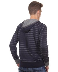 dunkelblauer horizontal gestreifter Pullover mit einem Kapuze von Mcl