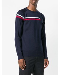 dunkelblauer horizontal gestreifter Pullover mit einem Rundhalsausschnitt von Rossignol