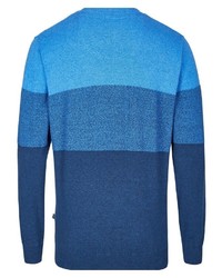 dunkelblauer horizontal gestreifter Pullover mit einem Rundhalsausschnitt von Hajo