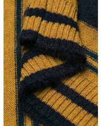 dunkelblauer horizontal gestreifter Pullover mit einem Rundhalsausschnitt von Marni