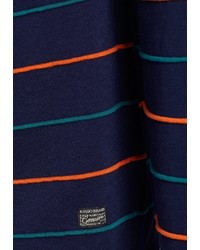 dunkelblauer horizontal gestreifter Pullover mit einem Rundhalsausschnitt von khujo