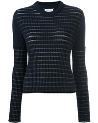 dunkelblauer horizontal gestreifter Pullover mit einem Rundhalsausschnitt von Maison Margiela