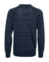 dunkelblauer horizontal gestreifter Pullover mit einem Rundhalsausschnitt von Matinique