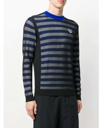 dunkelblauer horizontal gestreifter Pullover mit einem Rundhalsausschnitt von Kenzo