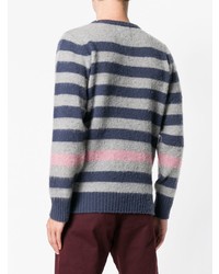 dunkelblauer horizontal gestreifter Pullover mit einem Rundhalsausschnitt von Howlin'