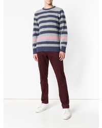 dunkelblauer horizontal gestreifter Pullover mit einem Rundhalsausschnitt von Howlin'