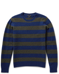 dunkelblauer horizontal gestreifter Pullover mit einem Rundhalsausschnitt von Piombo
