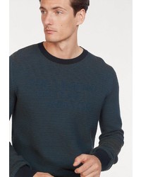 dunkelblauer horizontal gestreifter Pullover mit einem Rundhalsausschnitt von PME LEGEND