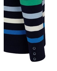 dunkelblauer horizontal gestreifter Pullover mit einem Rundhalsausschnitt von RABE
