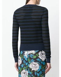 dunkelblauer horizontal gestreifter Pullover mit einem Rundhalsausschnitt von Dvf Diane Von Furstenberg