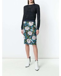 dunkelblauer horizontal gestreifter Pullover mit einem Rundhalsausschnitt von Dvf Diane Von Furstenberg