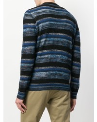 dunkelblauer horizontal gestreifter Pullover mit einem Rundhalsausschnitt von Nuur