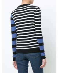 dunkelblauer horizontal gestreifter Pullover mit einem Rundhalsausschnitt von Derek Lam 10 Crosby