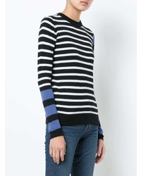 dunkelblauer horizontal gestreifter Pullover mit einem Rundhalsausschnitt von Derek Lam 10 Crosby