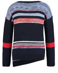 dunkelblauer horizontal gestreifter Pullover mit einem Rundhalsausschnitt von Taifun