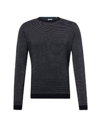 dunkelblauer horizontal gestreifter Pullover mit einem Rundhalsausschnitt von Tom Tailor