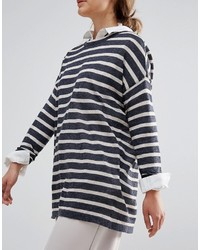 dunkelblauer horizontal gestreifter Pullover von Vero Moda