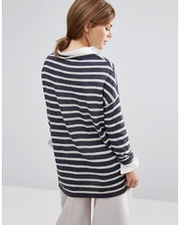 dunkelblauer horizontal gestreifter Pullover von Vero Moda