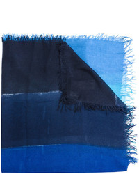 dunkelblauer horizontal gestreifter Seideschal von Faliero Sarti