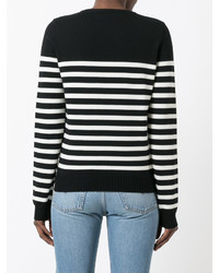 dunkelblauer horizontal gestreifter Wollpullover von Saint Laurent