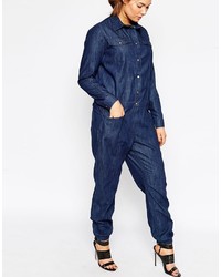 dunkelblauer Jumpsuit aus Jeans von Asos