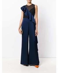 dunkelblauer Jumpsuit mit Rüschen von Dvf Diane Von Furstenberg