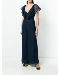 dunkelblauer Jumpsuit mit Rüschen von Temperley London