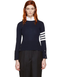 dunkelblauer Kaschmirpullover von Thom Browne