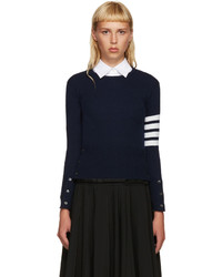 dunkelblauer Kaschmirpullover von Thom Browne